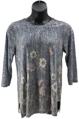 B Collection by Bobeau Border Side Panel Tunic Top Blue - Regular